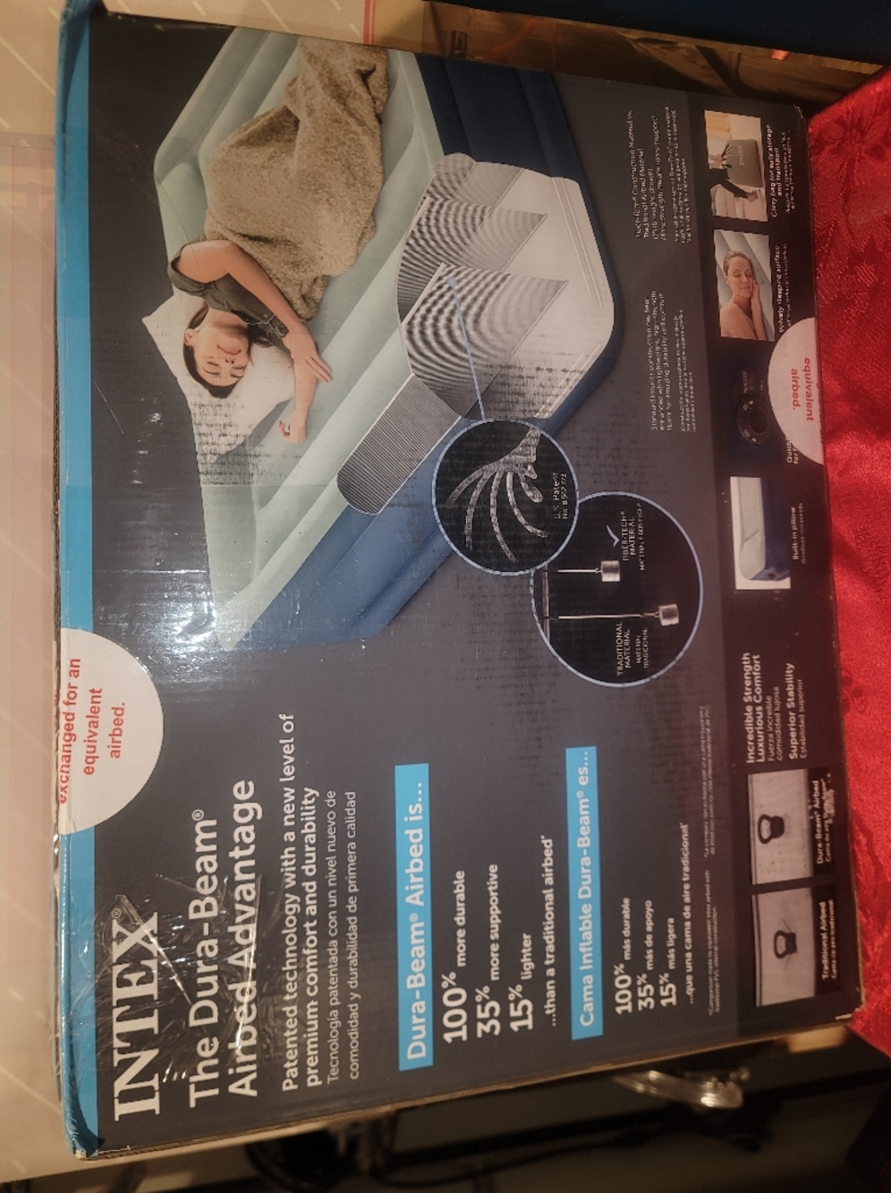 Intex Dura-Beam Airbed Mattress w/ Built In Pillow & Internal Pump - Blue
